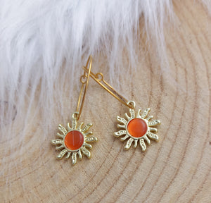 Boucles d'oreilles    Créoles  Soleil Orange