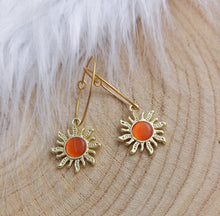 Charger l&#39;image dans la galerie, Boucles d&#39;oreilles    Créoles  Soleil Orange