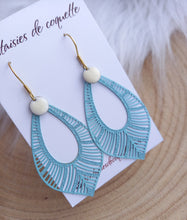 Charger l&#39;image dans la galerie, Boucles d&#39;oreilles    Acier inoxydable Doré bleu blanc ❤ Idée cadeau