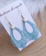 Charger l&#39;image dans la galerie, Boucles d&#39;oreilles    Acier inoxydable Doré bleu blanc ❤ Idée cadeau