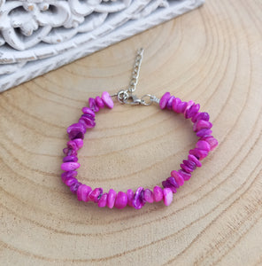 Bracelet doré Perles de nacre teintées Mauve ❤