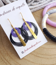 Charger l&#39;image dans la galerie, Boucles d&#39;oreilles  dorées   ❤ violet noir