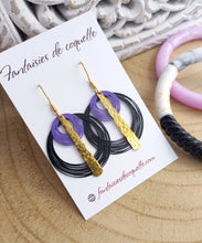 Charger l&#39;image dans la galerie, Boucles d&#39;oreilles  dorées   ❤ violet noir