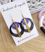 Charger l&#39;image dans la galerie, Boucles d&#39;oreilles  dorées   ❤ violet noir