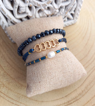 Charger l&#39;image dans la galerie, Lot de 3 Bracelets  Esprit manchette  Bleu marine ❤  Fait-main ❤ Idée cadeau