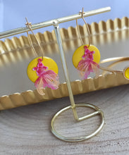 Charger l&#39;image dans la galerie, Bracelet jonc  doré  Pêche &amp; Jaune  Acier inoxydable♡  Fait-main