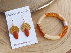 Boucles d'oreilles   Moutarde  ❤ Fait main ❤ doŕé camel