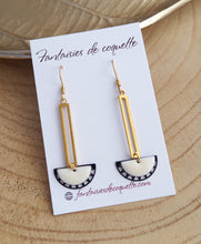 Charger l&#39;image dans la galerie, Boucles d&#39;oreilles  Géométriques   Noir   Blanc