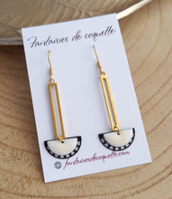 Charger l&#39;image dans la galerie, Boucles d&#39;oreilles  Géométriques   Noir   Blanc