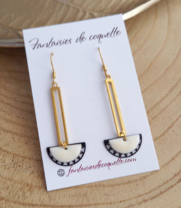 Boucles d'oreilles  Géométriques   Noir   Blanc