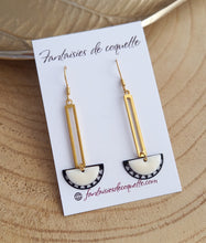 Charger l&#39;image dans la galerie, Boucles d&#39;oreilles  Géométriques   Noir   Blanc