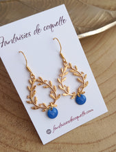 Charger l&#39;image dans la galerie, Boucles d&#39;oreilles    Acier inoxydable Doré Bleu ❤ Idée cadeau