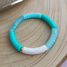 Charger l&#39;image dans la galerie, Bracelet  Tendance  perles tubes  Bleu turquoise ❤ Fait main ❤