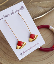 Charger l&#39;image dans la galerie, Boucles d&#39;oreilles dorées Louna   rouge Fait-main