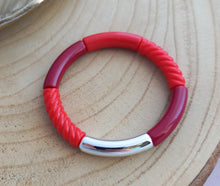 Charger l&#39;image dans la galerie, Bracelet  Tendance  perles tubes  marron Rouge argenté  ❤ Fait main ❤