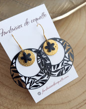 Charger l&#39;image dans la galerie, Boucles d&#39;oreilles dorées Fleur  🌟 Noir   🌟