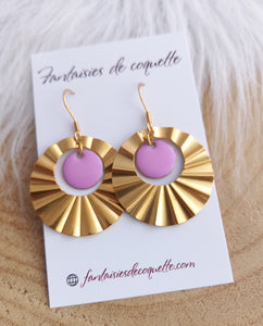 Boucles d'oreilles   Cindy  doré Mauve  Anneaux Fait-main