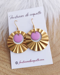 Boucles d'oreilles   Cindy  doré Mauve  Anneaux Fait-main