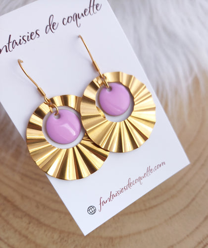 Boucles d'oreilles   Cindy  doré Mauve  Anneaux Fait-main