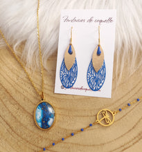 Charger l&#39;image dans la galerie, Boucles d&#39;oreilles    Acier inoxydable Doré Bleu  ❤ Idée cadeau