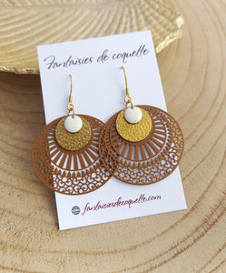 Boucles d'oreilles    Acier inoxydable Doré Marron  ❤ Idée cadeau