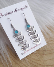 Charger l&#39;image dans la galerie, Boucles d&#39;oreilles  argentées Bleu Azur Fait-main