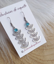 Charger l&#39;image dans la galerie, Boucles d&#39;oreilles  argentées Bleu Azur Fait-main