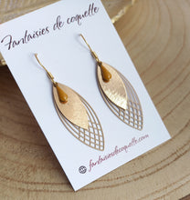 Charger l&#39;image dans la galerie, Boucles d&#39;oreilles    Acier inoxydable Doré Marron camel  ❤ Idée cadeau