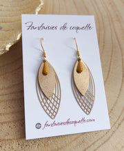 Charger l&#39;image dans la galerie, Boucles d&#39;oreilles    Acier inoxydable Doré Marron camel  ❤ Idée cadeau