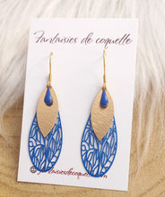 Charger l&#39;image dans la galerie, Boucles d&#39;oreilles    Acier inoxydable Doré Bleu  ❤ Idée cadeau