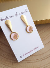 Charger l&#39;image dans la galerie, Boucles d&#39;oreilles  Clous  Rose  Doré  Fait-main ❤  bois