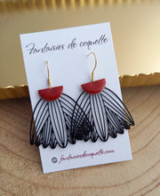 Charger l&#39;image dans la galerie, Boucles d&#39;oreilles   ❤ Fait main ❤ noir rouge argenté