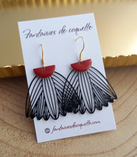 Charger l&#39;image dans la galerie, Boucles d&#39;oreilles   ❤ Fait main ❤ noir rouge argenté