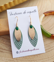 Charger l&#39;image dans la galerie, Boucles d&#39;oreilles    Acier inoxydable Doré Vert  ❤ Idée cadeau