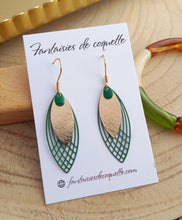 Charger l&#39;image dans la galerie, Boucles d&#39;oreilles    Acier inoxydable Doré Vert  ❤ Idée cadeau