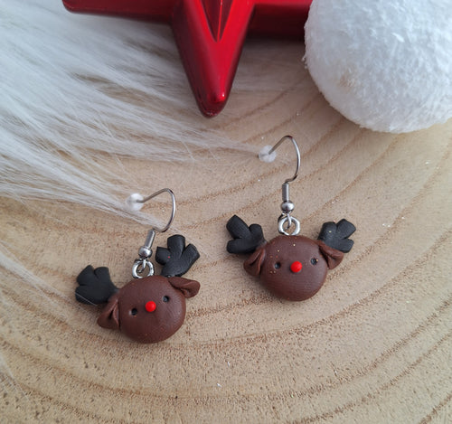 Boucles d'oreilles Rennes de Noël     ❤ Fait main ❤ Pâte polymere Cerf