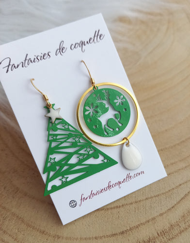 Boucles d'oreilles de Noël asymétriques 🎄