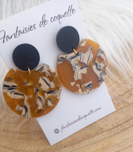 Charger l&#39;image dans la galerie, Boucles d&#39;oreilles    Acier inoxydable Doré Résine Camel Noir ❤ Idée cadeau