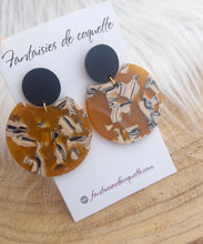 Charger l&#39;image dans la galerie, Boucles d&#39;oreilles    Acier inoxydable Doré Résine Camel Noir ❤ Idée cadeau