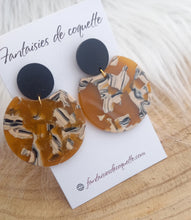 Charger l&#39;image dans la galerie, Boucles d&#39;oreilles    Acier inoxydable Doré Résine Camel Noir ❤ Idée cadeau