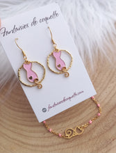 Charger l&#39;image dans la galerie, Boucles d&#39;oreilles chat 🐱  Rose Acier inoxydable Doré