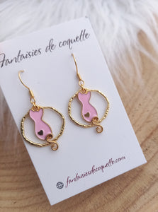 Boucles d'oreilles chat 🐱  Rose Acier inoxydable Doré