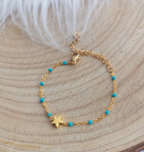 Charger l&#39;image dans la galerie, Bracelet Enfant  Chainette doré  émail Etoile  ❤ Fait main ❤ Bleu ou  Abricot