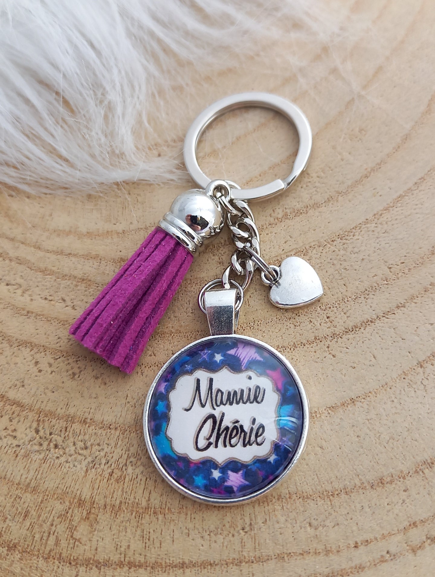 Porte clés Bijou de sac    Fait main ❤  Mamie chérie  ❤     Idée cadeau Mamie  Grand mêre ❤