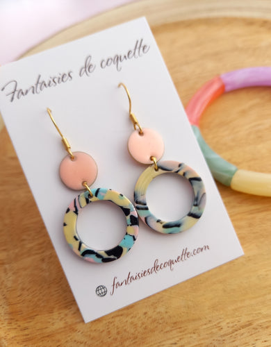 Boucles d'oreilles    Acier inoxydable Doré Résine Pastel Noir ❤ Idée cadeau