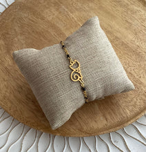 Charger l&#39;image dans la galerie, Bracelet Chainette Acier inoxydable doré  émail noir Chat   ❤ Fait main ❤