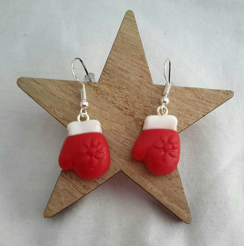 Boucles d'oreilles  Petits gants de Noël     ❤ Fait main ❤ Pâte polymère moufles