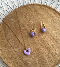 Charger l&#39;image dans la galerie, Boucles d&#39;oreilles    Acier inoxydable Doré Perle mauve ❤ Idée cadeau