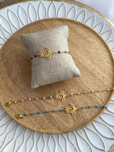 Charger l&#39;image dans la galerie, Bracelet Chainette   Acier inoxydable doré   Tortue Couleur au choix Rose Bleu Noir