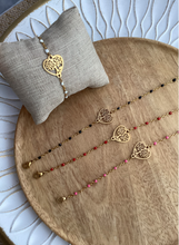 Charger l&#39;image dans la galerie, Bracelet Chainette doré  émail Noir ou Blanc Arbre de vie ❤ Fait main ❤